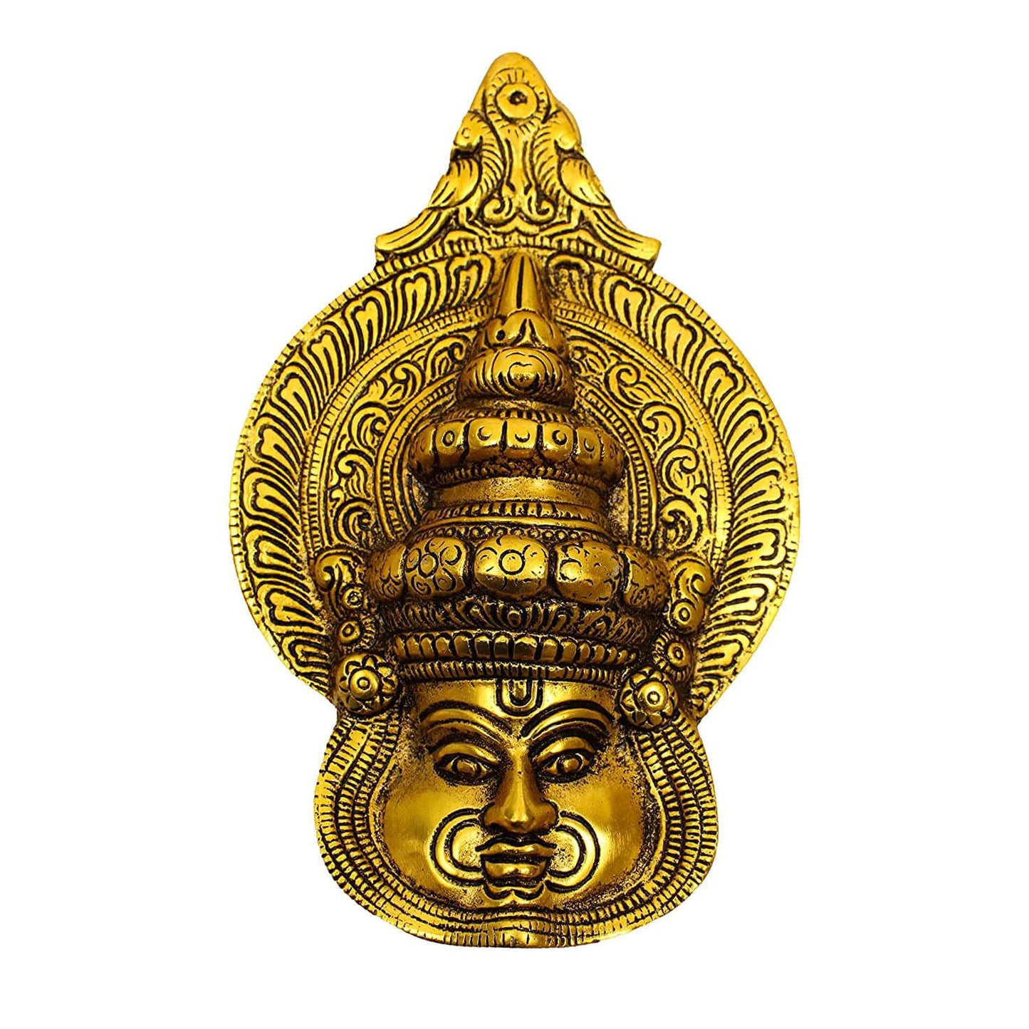 Brass Kadhakali Face Oxidized Gold Finished God Idol Statue Showpiece for Home Office, Pooja, Gifting, Home Decor (6.2 x 3.9 Inch) Mangal Fashions | Indian Home Decor and Craft