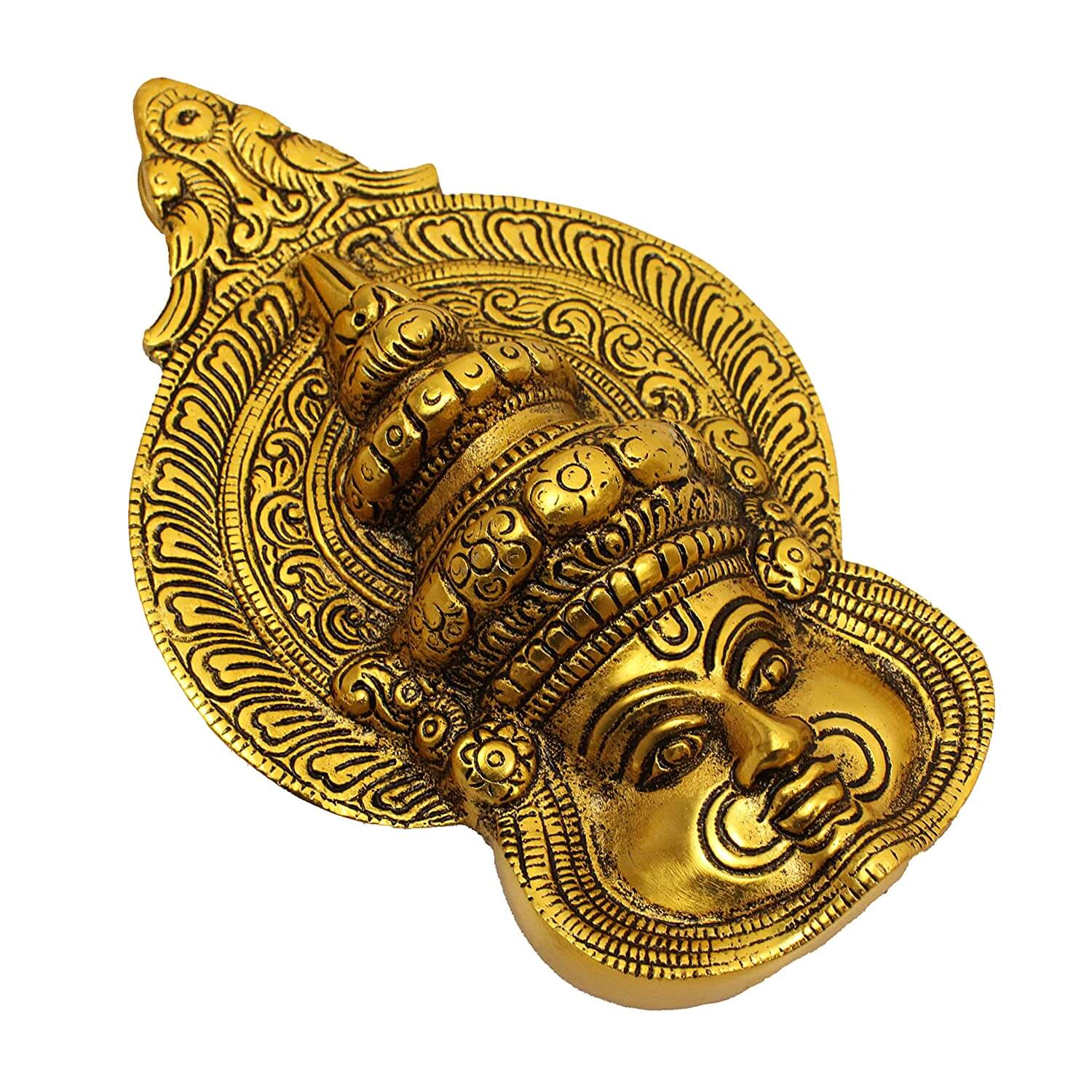 Brass Kadhakali Face Oxidized Gold Finished God Idol Statue Showpiece for Home Office, Pooja, Gifting, Home Decor (6.2 x 3.9 Inch) Mangal Fashions | Indian Home Decor and Craft