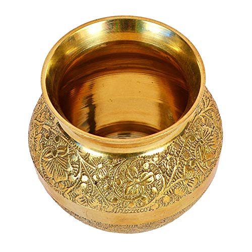 Brass Kalash Lota for Pooja 600 ML (Gold Color Plated) Mangal Fashions | Indian Home Decor and Craft