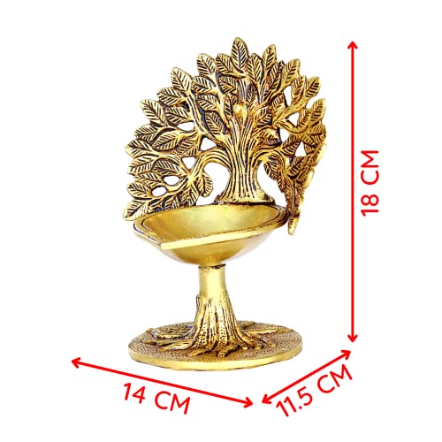 Brass Kalpavriksha | Karpaga Viruksham Tree Diya Vilakku 18 cm Height, Gold Color (1 kg) Mangal Fashions | Indian Home Decor and Craft