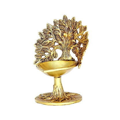 Brass Kalpavriksha | Karpaga Viruksham Tree Diya Vilakku 18 cm Height, Gold Color (1 kg) Mangal Fashions | Indian Home Decor and Craft