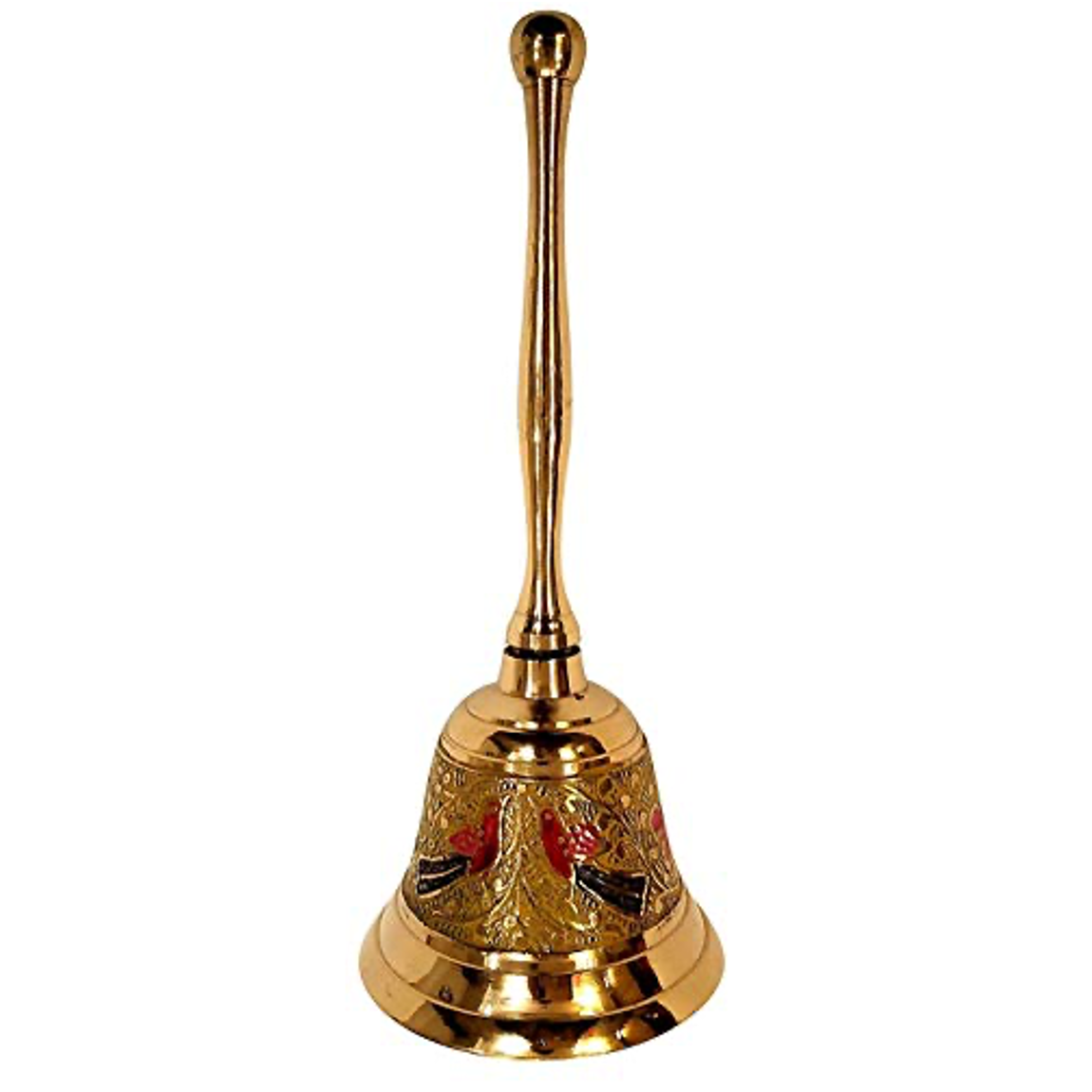 Brass Made Pooja Bell, Engraved Meenakari Work - 6 inch Tall Mangal Fashions | Indian Home Decor and Craft