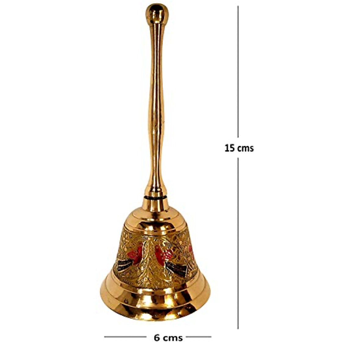 Brass Made Pooja Bell, Engraved Meenakari Work - 6 inch Tall Mangal Fashions | Indian Home Decor and Craft