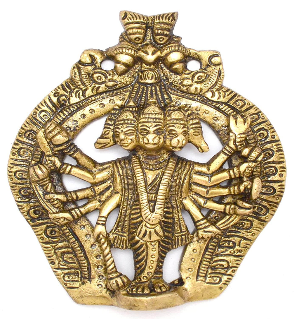 Brass Panchmukhi Hanuman Wall Hanging Idol (4 x 5 Inches) Mangal Fashions | Indian Home Decor and Craft