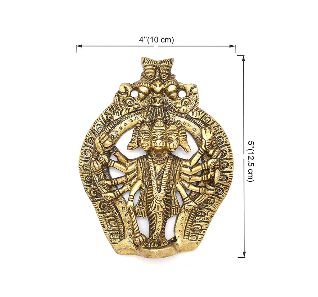 Brass Panchmukhi Hanuman Wall Hanging Idol (4 x 5 Inches) Mangal Fashions | Indian Home Decor and Craft