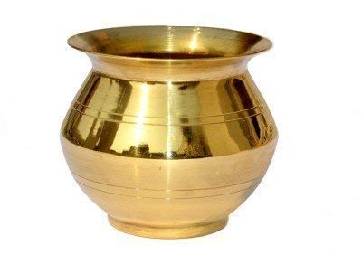 Brass Puja Kalash/Lota for Puja Purpose | Ghat Sthapna (14 cm / 850 ml) Mangal Fashions | Indian Home Decor and Craft