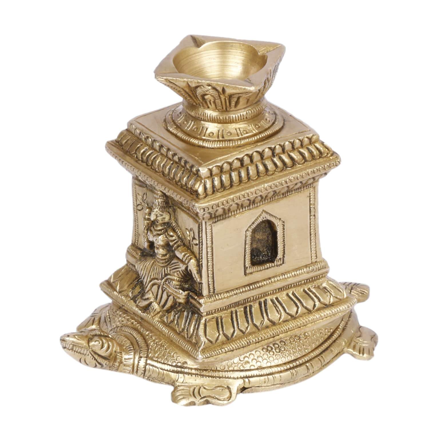 Brass Tulsi Kyara Tortoise Diya for Home Pooja and Gifting (3 x 4 x 3.5 Inch; Weight 550 g) Mangal Fashions | Indian Home Decor and Craft
