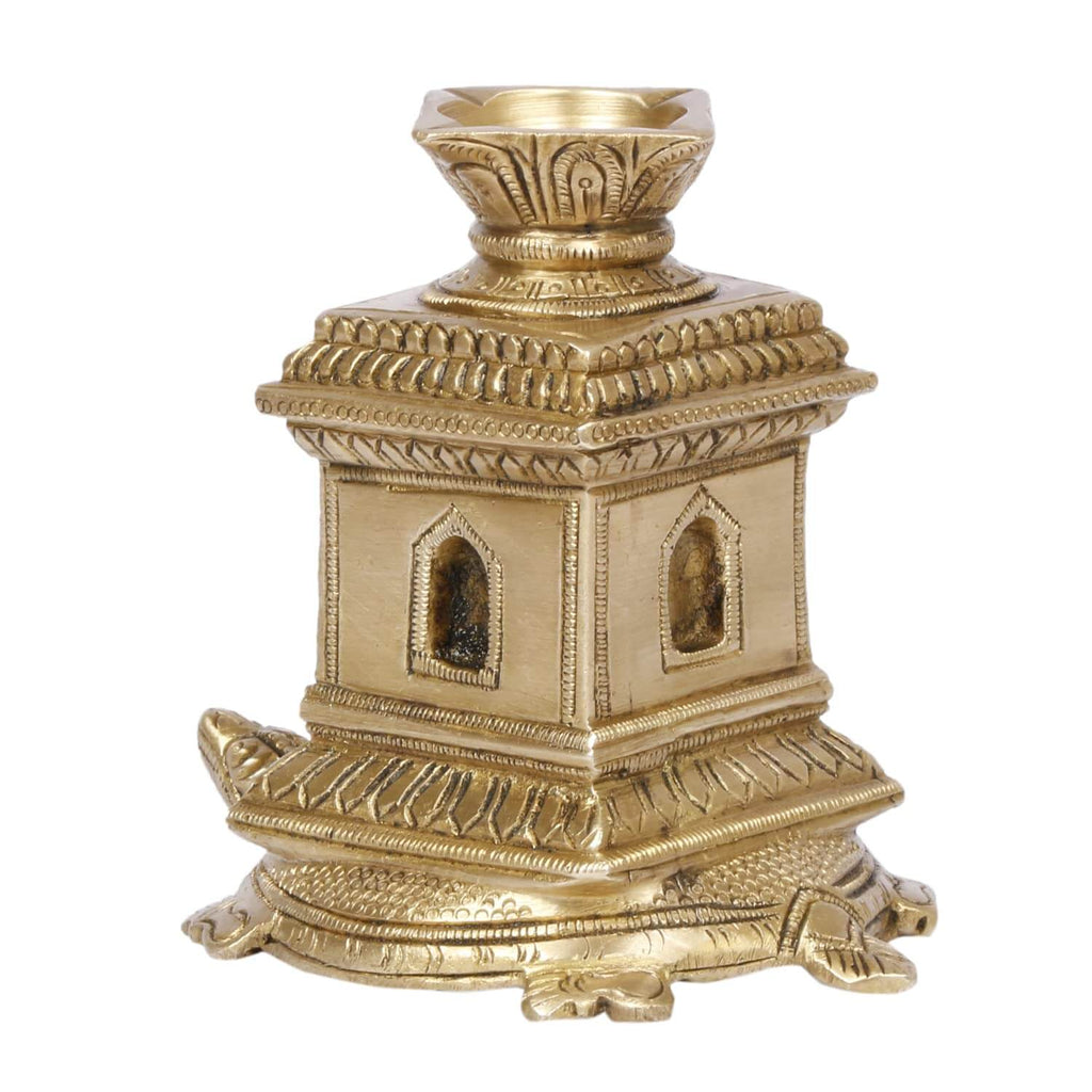 Brass Tulsi Kyara Tortoise Diya for Home Pooja and Gifting (3 x 4 x 3.5 Inch; Weight 550 g) Mangal Fashions | Indian Home Decor and Craft