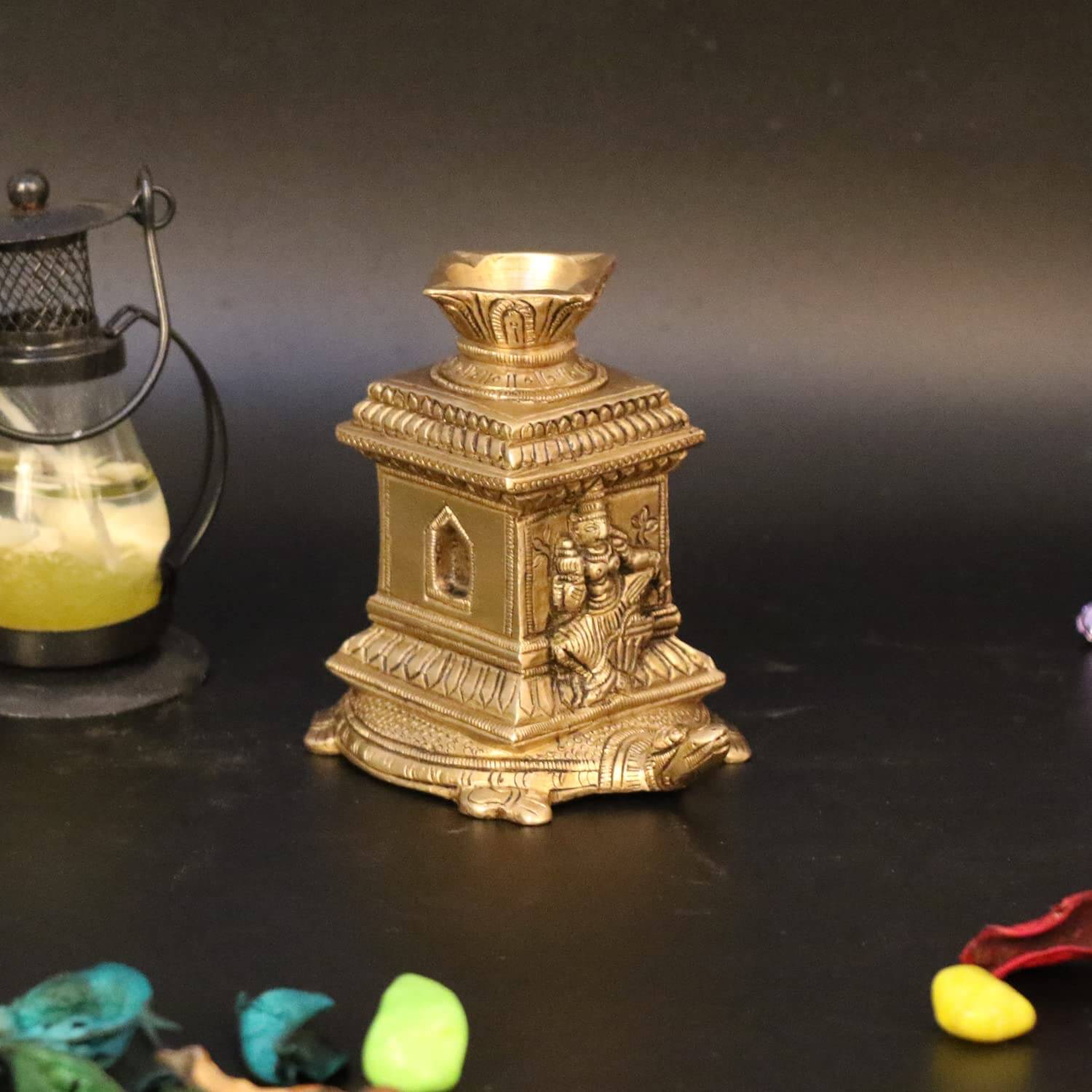 Brass Tulsi Kyara Tortoise Diya for Home Pooja and Gifting (3 x 4 x 3.5 Inch; Weight 550 g) Mangal Fashions | Indian Home Decor and Craft