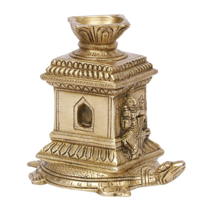 Brass Tulsi Kyara Tortoise Diya for Home Pooja and Gifting (3 x 4 x 3.5 Inch; Weight 550 g) Mangal Fashions | Indian Home Decor and Craft