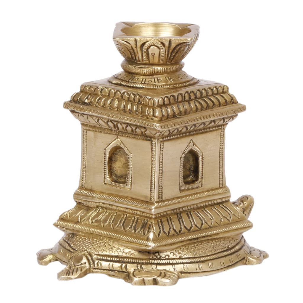 Brass Tulsi Kyara Tortoise Diya for Home Pooja and Gifting (3 x 4 x 3.5 Inch; Weight 550 g) Mangal Fashions | Indian Home Decor and Craft