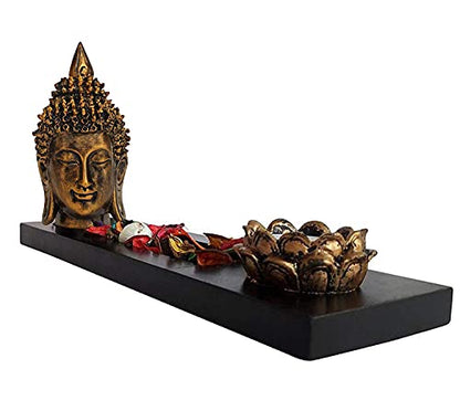 Buddha Head Statue Tealight Candle Holder with Tray Set - Decorations Items for Home - Gifts Mangal Fashions | Indian Home Decor and Craft