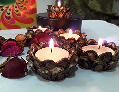 Buddha Head Statue Tealight Candle Holder with Tray Set - Decorations Items for Home - Gifts Mangal Fashions | Indian Home Decor and Craft