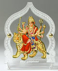 Car Dashboard Idol Gold plated foil on Acrylic Frame- Durga ji with japa mala (Prayer Beads), Pack of 1 Mangal Fashions | Indian Home Decor and Craft