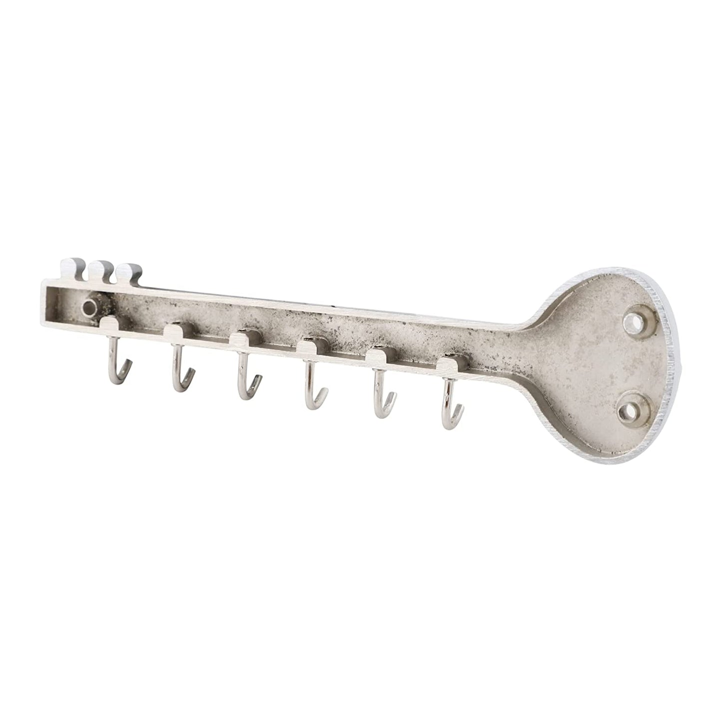 Chrome and Shiny Guitar Key Holder for Wall - 6 pin Key Hanging Hooks Rail Mangal Fashions | Indian Home Decor and Craft