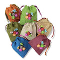 Colored Jute Potli With Multicolour Flower Jute Linen Potlis | Gift Bags for Return Gifts Bags| Jute Linen,Burlap Mangal Fashions | Indian Home Decor and Craft