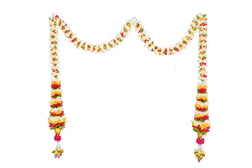 Cone Shape chintamani Door Set (White) Doorway Flower toran (Fabric) Mangal Fashions | Indian Home Decor and Craft