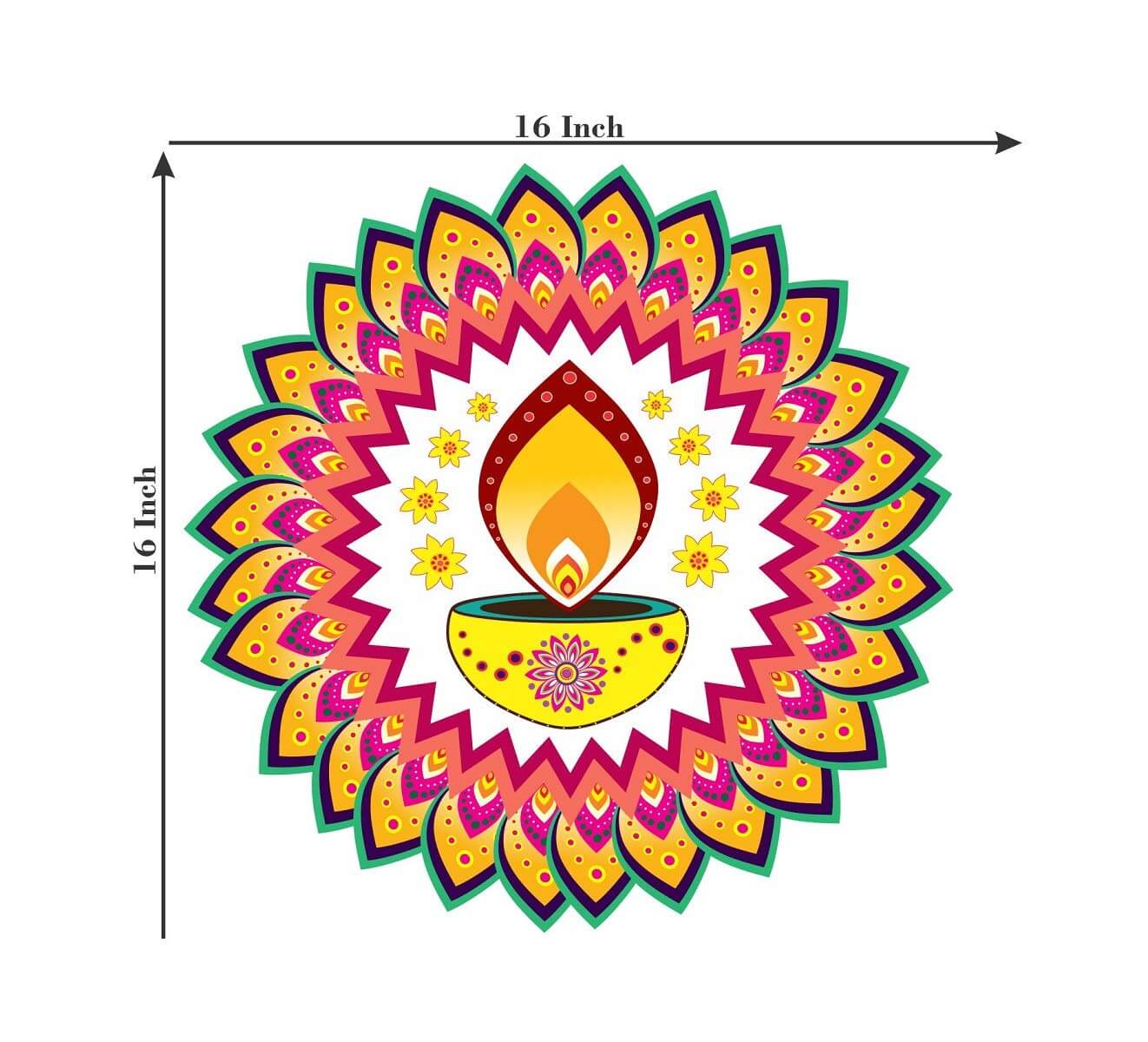 Festival 'Rangoli Pattern' Wall / Floor Waterproof and Durable Sticker (PVC Vinyl, 40 x 40 cm) Mangal Fashions | Indian Home Decor and Craft