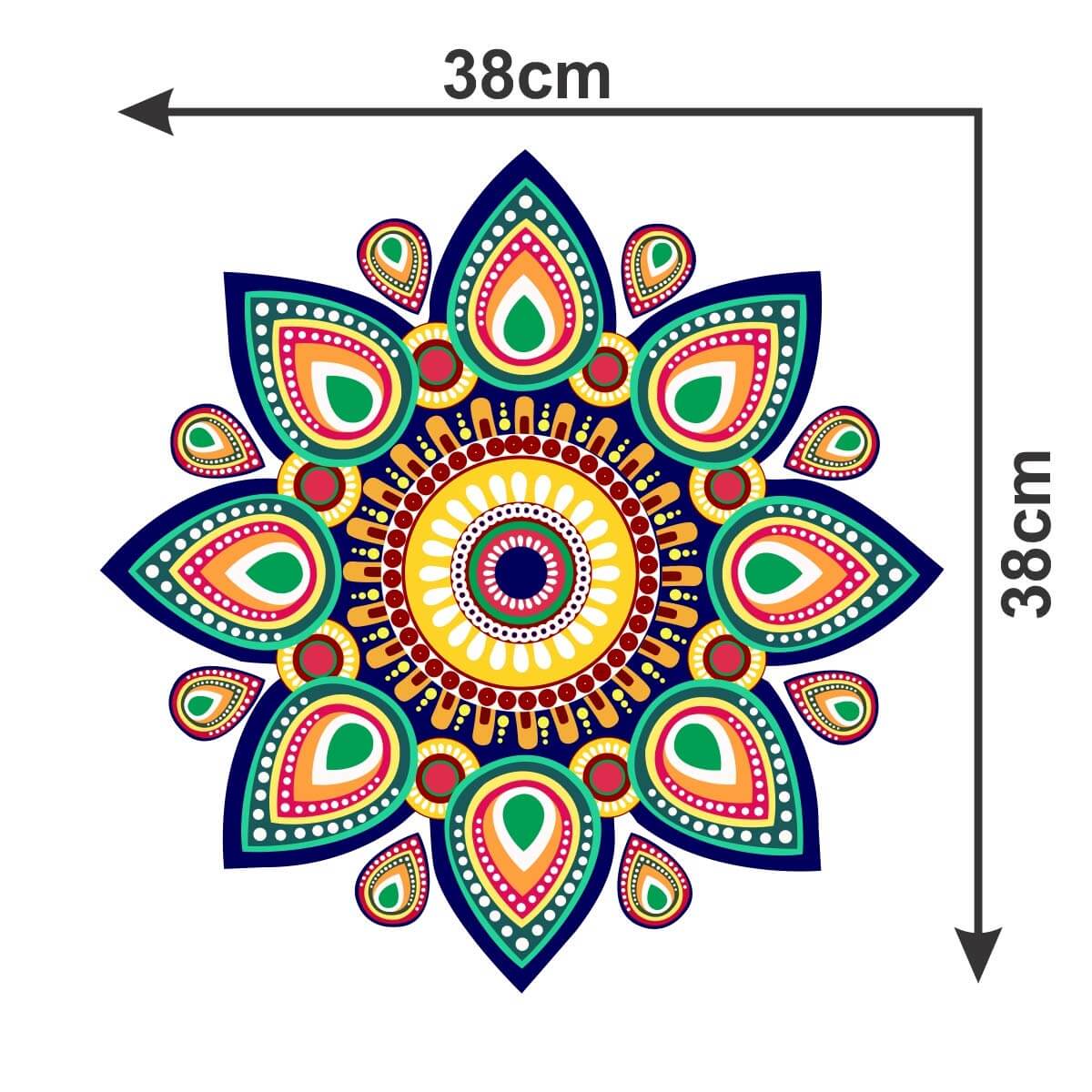 Festival 'Rangoli Pattern' Wall / Floor Waterproof and Durable Sticker (PVC Vinyl, 40 x 40 cm) Mangal Fashions | Indian Home Decor and Craft