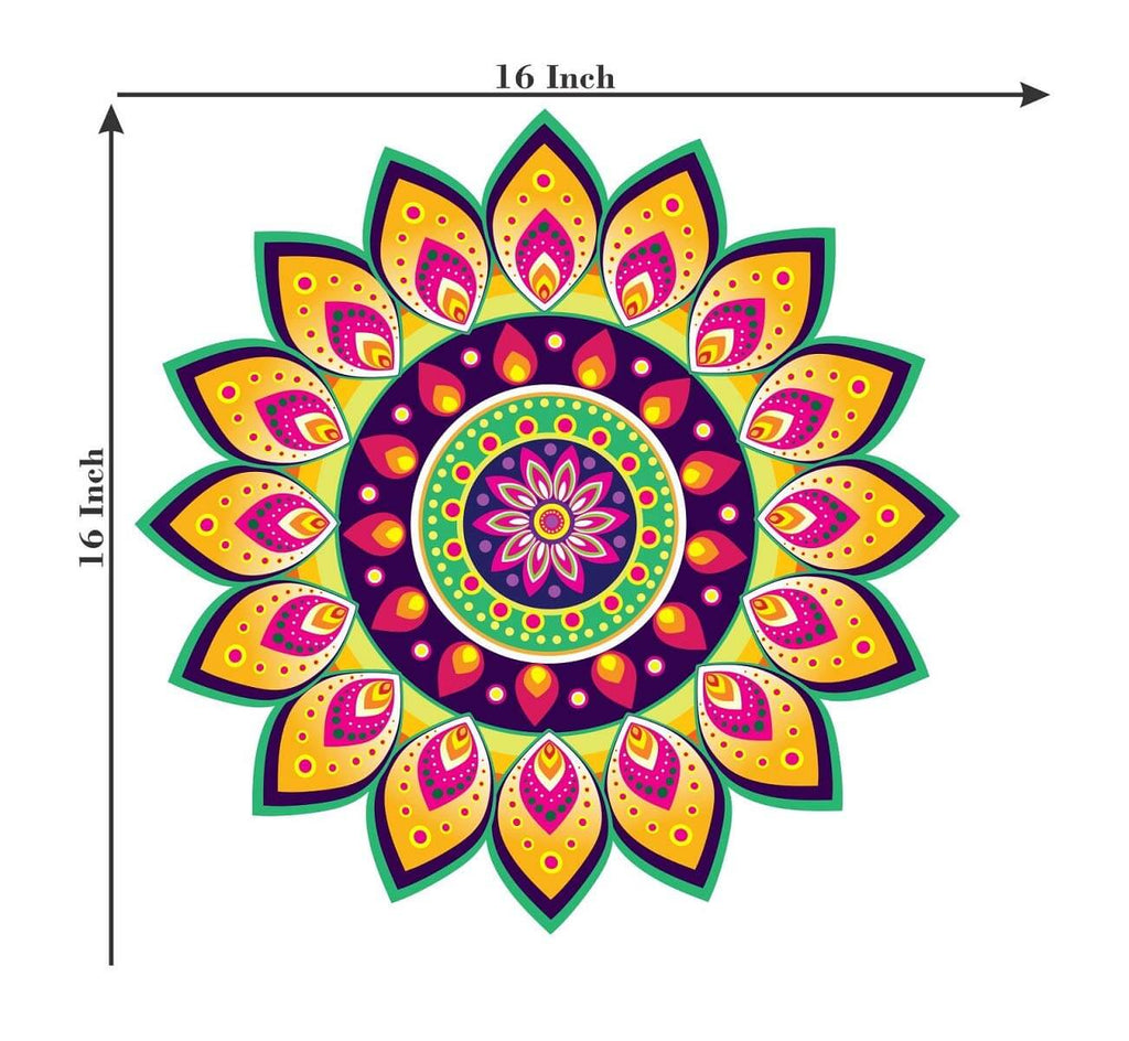 Festival 'Rangoli Pattern' Wall / Floor Waterproof and Durable Sticker (PVC Vinyl, 40 x 40 cm) Mangal Fashions | Indian Home Decor and Craft