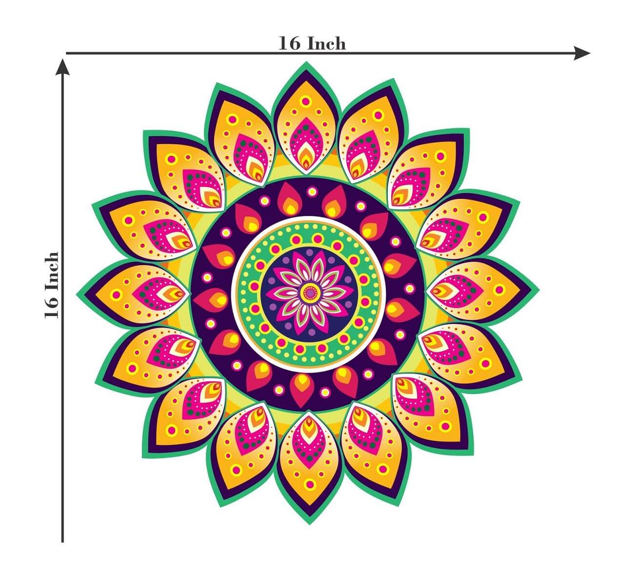 Festival 'Rangoli Pattern' Wall / Floor Waterproof and Durable Sticker (PVC Vinyl, 40 x 40 cm) Mangal Fashions | Indian Home Decor and Craft