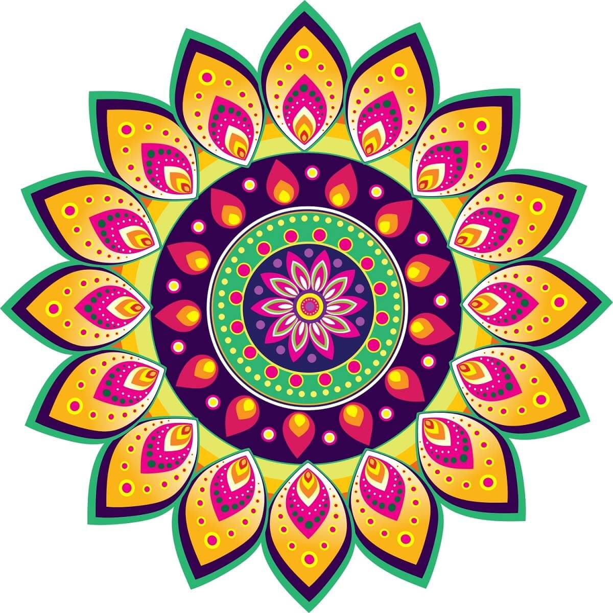 Festival 'Rangoli Pattern' Wall / Floor Waterproof and Durable Sticker (PVC Vinyl, 40 x 40 cm) Mangal Fashions | Indian Home Decor and Craft