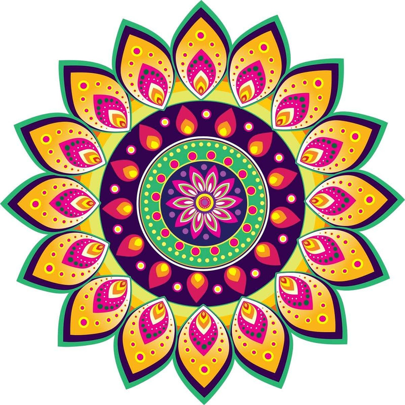 Festival 'Rangoli Pattern' Wall / Floor Waterproof and Durable Sticker (PVC Vinyl, 40 x 40 cm) Mangal Fashions | Indian Home Decor and Craft