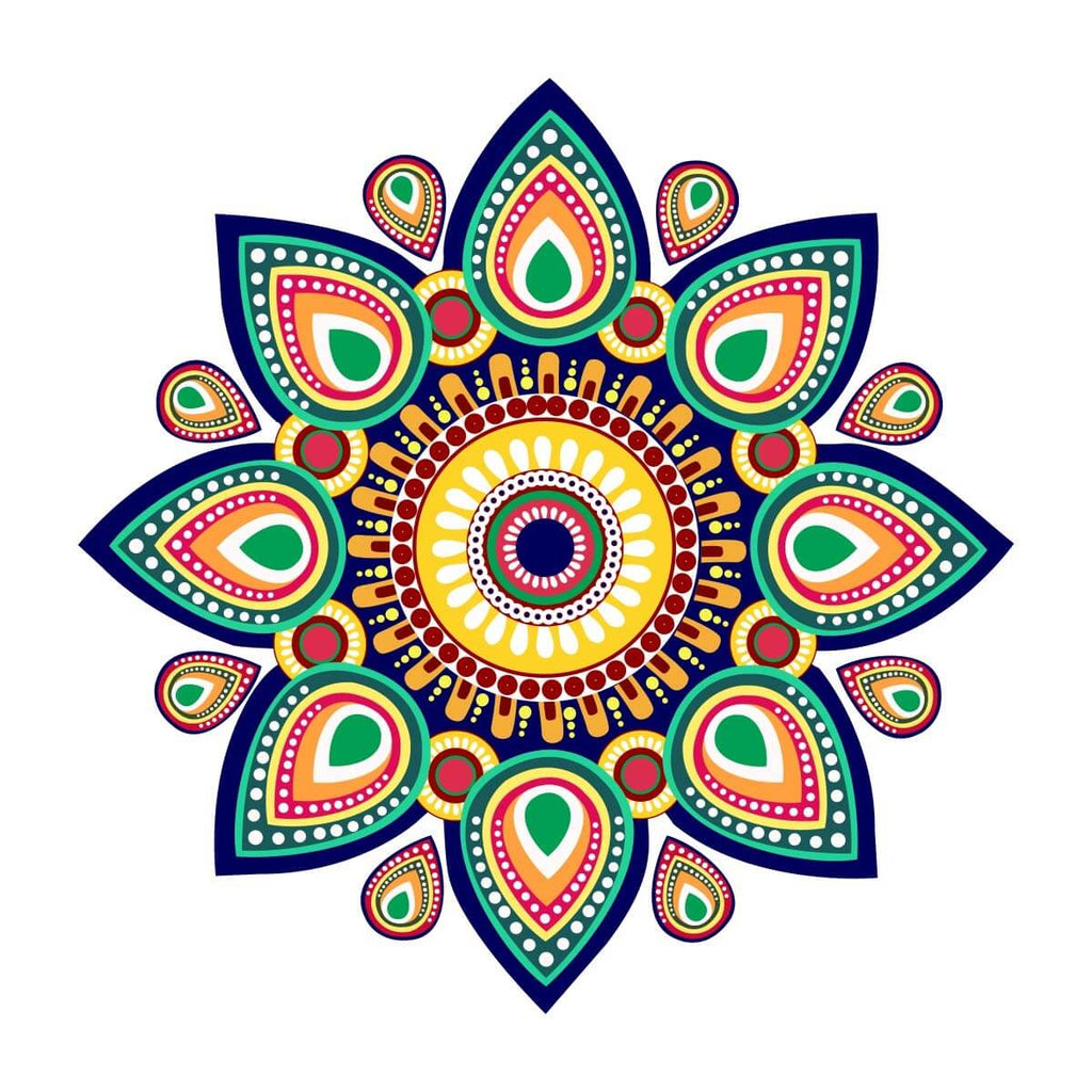 Festival 'Rangoli Pattern' Wall / Floor Waterproof and Durable Sticker (PVC Vinyl, 40 x 40 cm) Mangal Fashions | Indian Home Decor and Craft