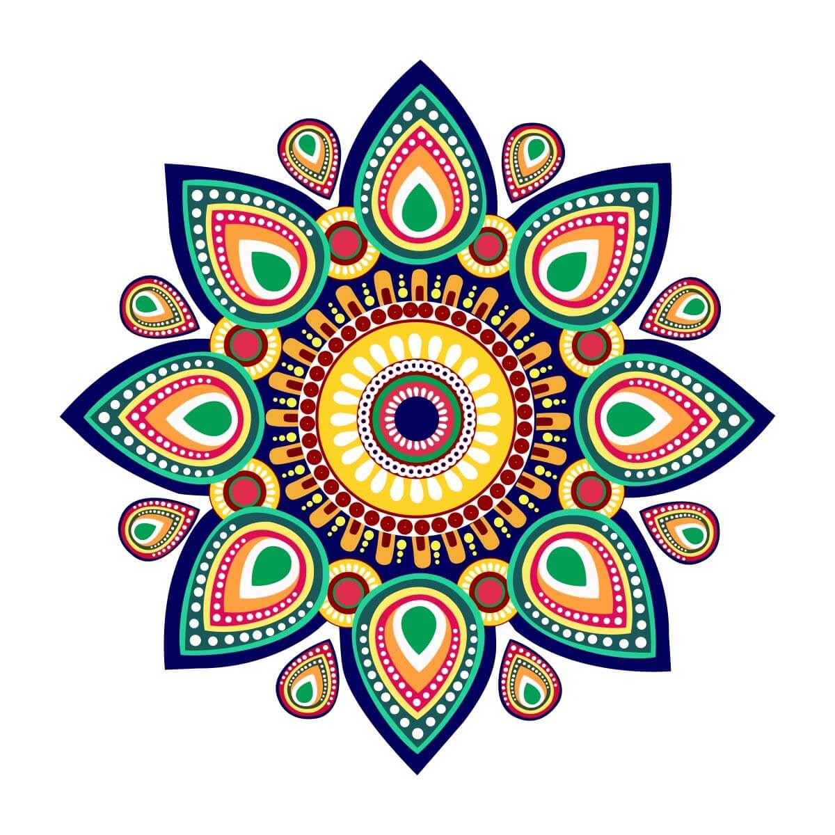 Festival 'Rangoli Pattern' Wall / Floor Waterproof and Durable Sticker (PVC Vinyl, 40 x 40 cm) Mangal Fashions | Indian Home Decor and Craft