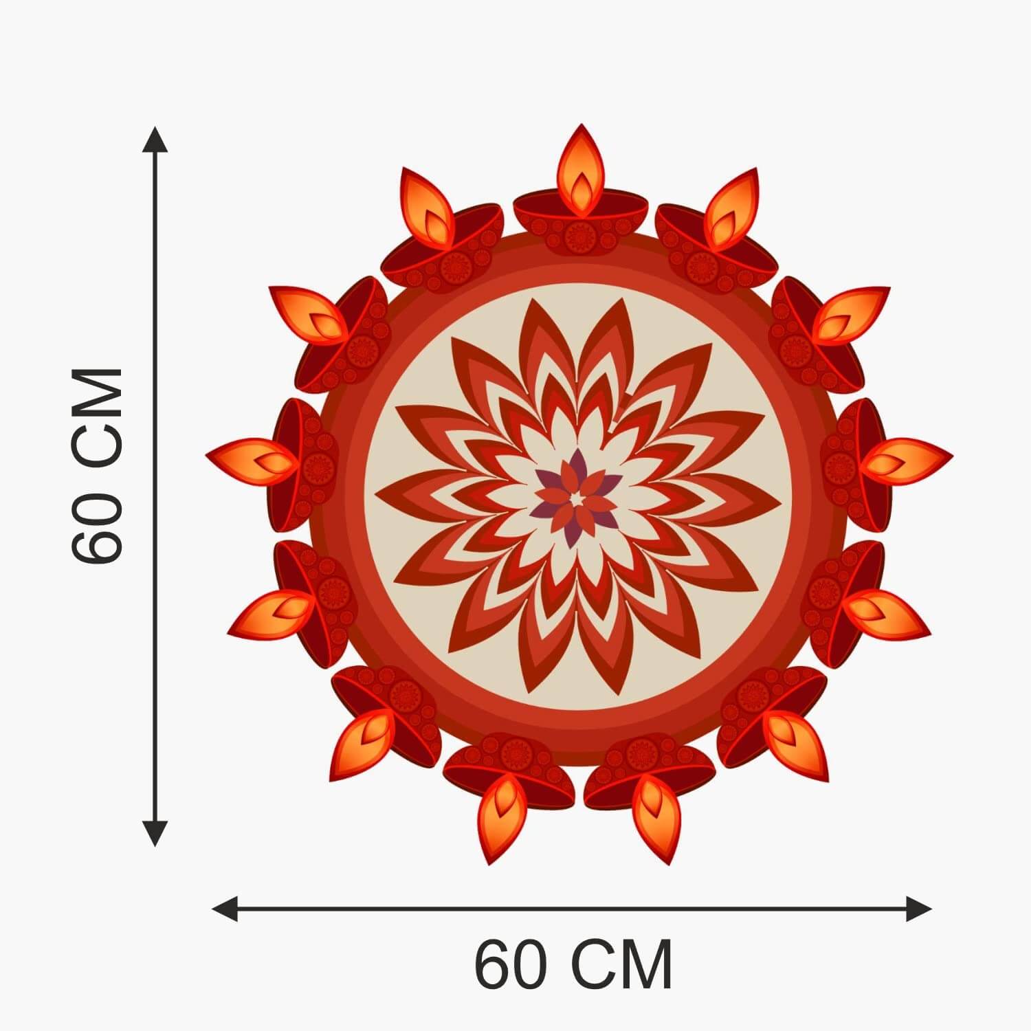 Festival 'Rangoli Pattern' Wall / Floor Waterproof and Durable Sticker (PVC Vinyl, 60 x 60 cm) Mangal Fashions | Indian Home Decor and Craft