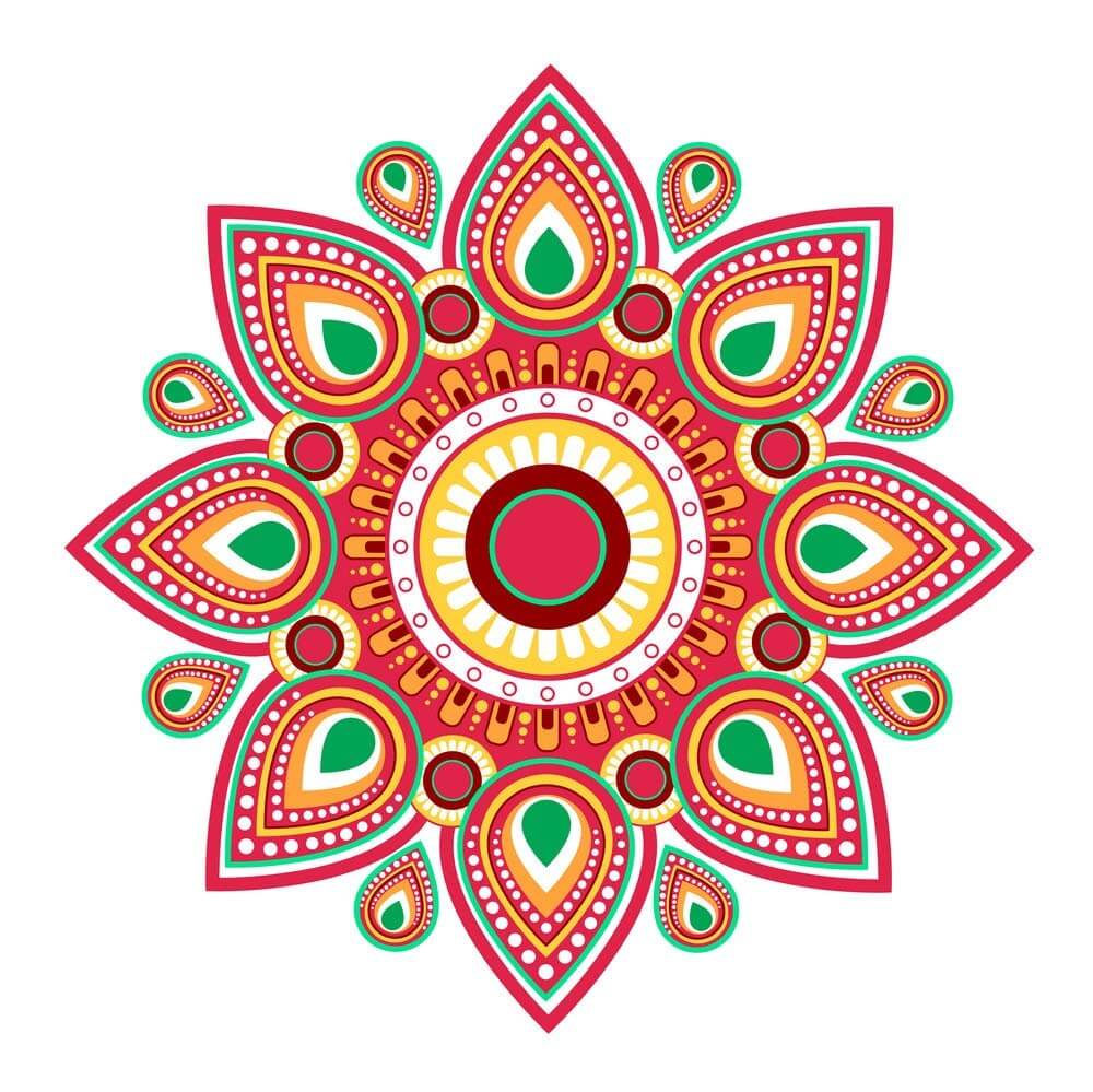 Festival 'Rangoli Pattern' Wall / Floor Waterproof and Durable Sticker (PVC Vinyl, 60 x 60 cm) Mangal Fashions | Indian Home Decor and Craft