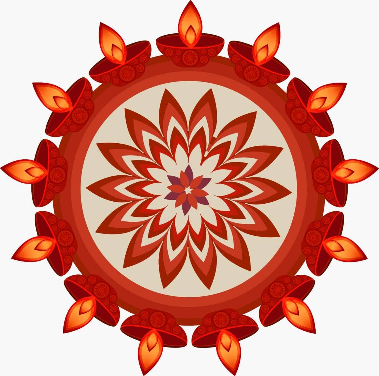 Festival 'Rangoli Pattern' Wall / Floor Waterproof and Durable Sticker (PVC Vinyl, 60 x 60 cm) Mangal Fashions | Indian Home Decor and Craft