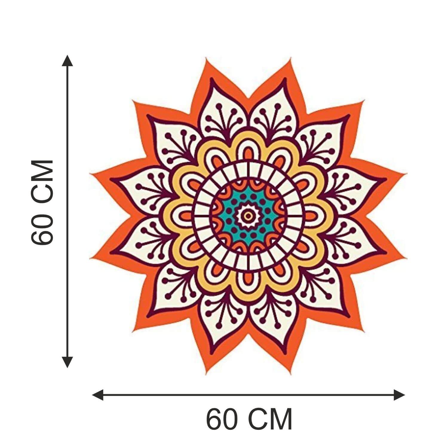 Festival 'Rangoli Pattern' Wall / Floor Waterproof and Durable Sticker (PVC Vinyl, 60 x 60 cm) Mangal Fashions | Indian Home Decor and Craft