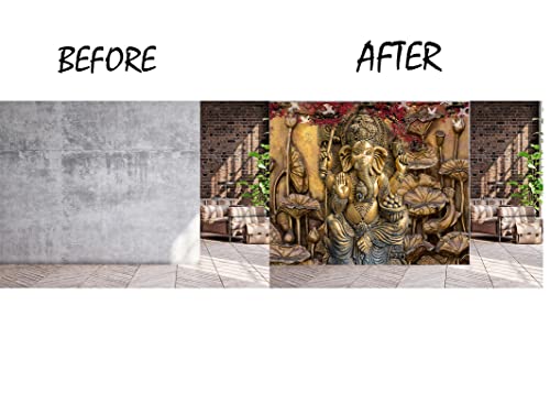 Ganesha 3D Wallpaper Wall Stickers / Polyvinyl Stickers Self-Adhesive DIY Wallpaper for Home Living Room Bedroom Cafe Décor (6 x 8 feet) Mangal Fashions | Indian Home Decor and Craft