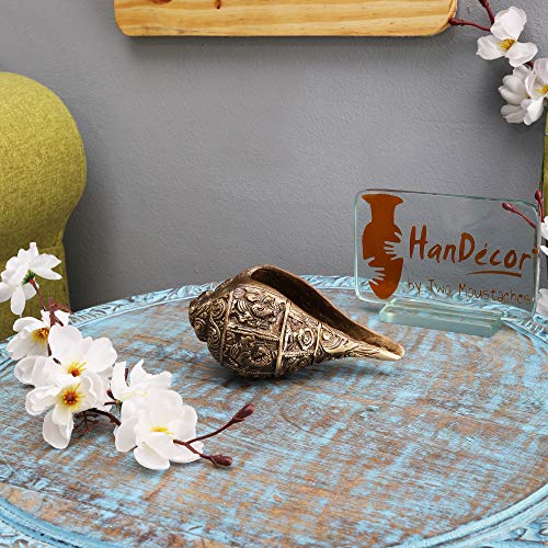 Ganesha Carving Brass Conch Shankh Showpiece for Temple, Home (Antique Finish) Mangal Fashions | Indian Home Decor and Craft