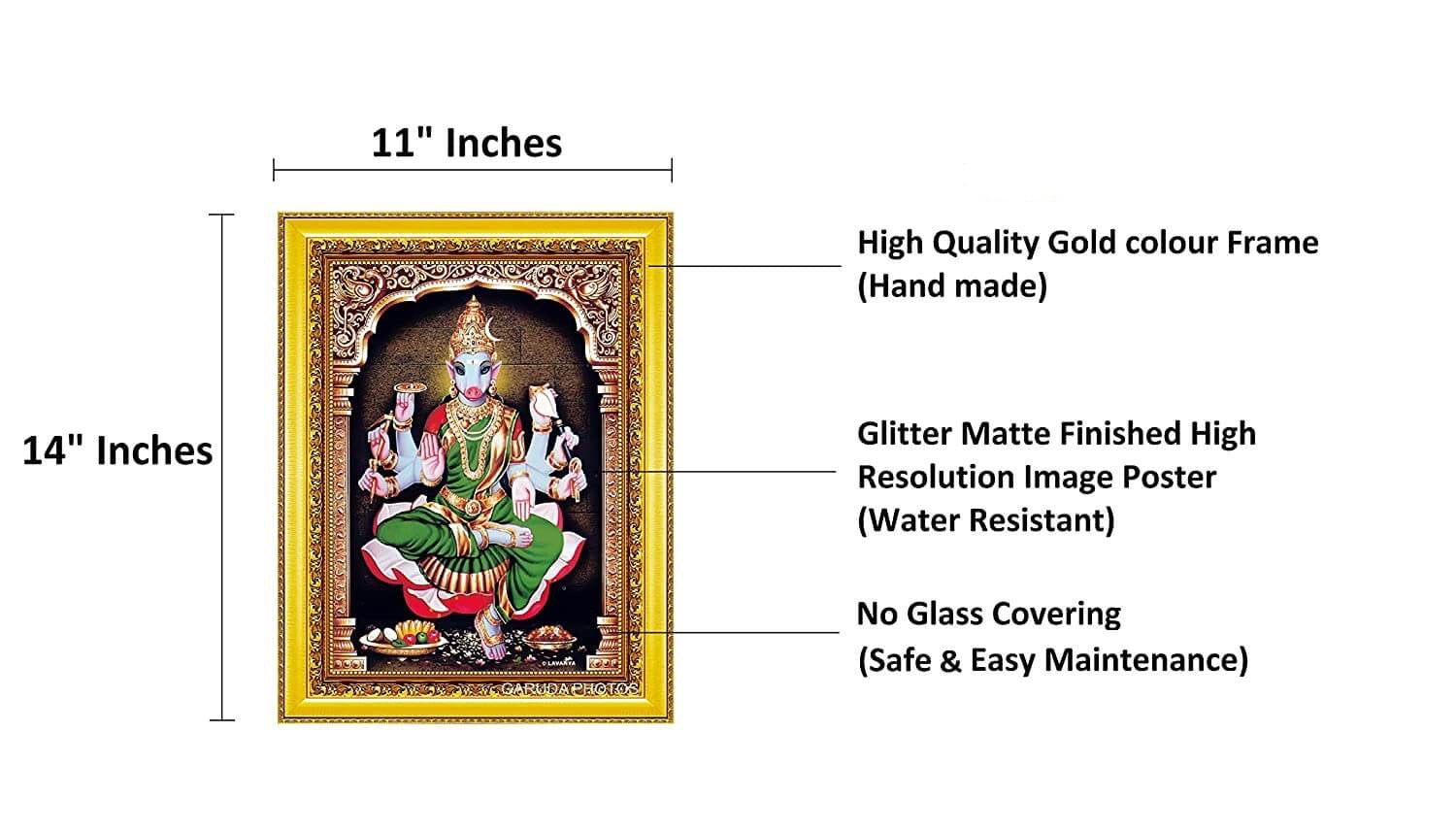 Goddess Sri Varahi Amman Devi Photo Frame (Gold Colour) (13 X 10 Inch) Mangal Fashions | Indian Home Decor and Craft