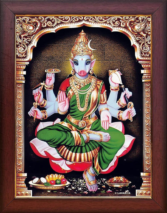 Goddess Sri Varahi Amman Devi Wooden Photo Frame (Regular 13 X 10 Inch) Mangal Fashions | Indian Home Decor and Craft