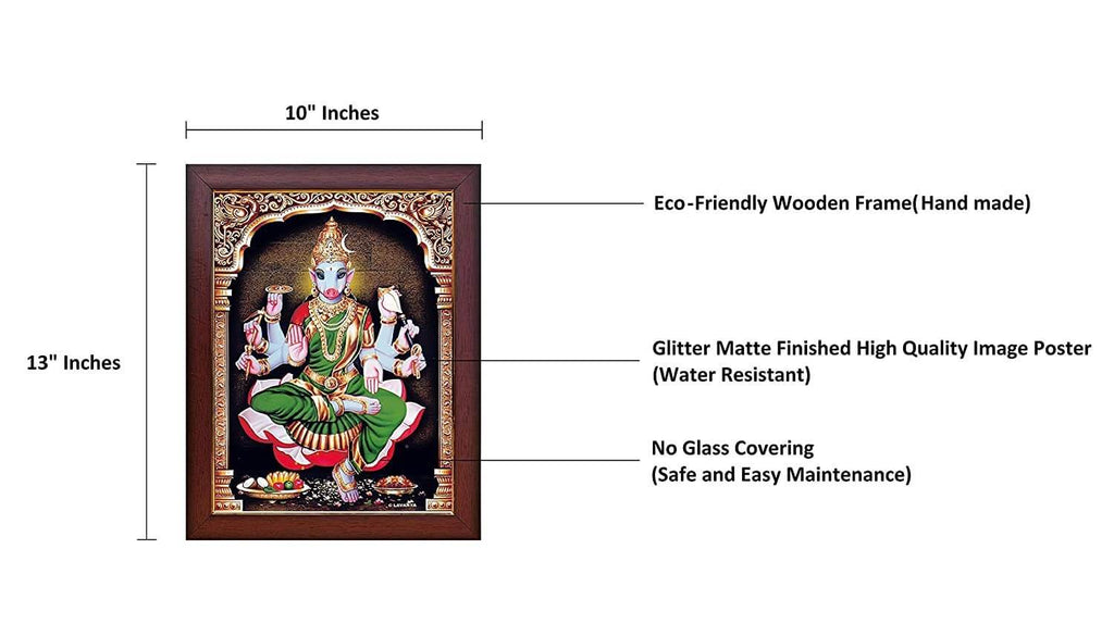 Goddess Sri Varahi Amman Devi Wooden Photo Frame (Regular 13 X 10 Inch) Mangal Fashions | Indian Home Decor and Craft