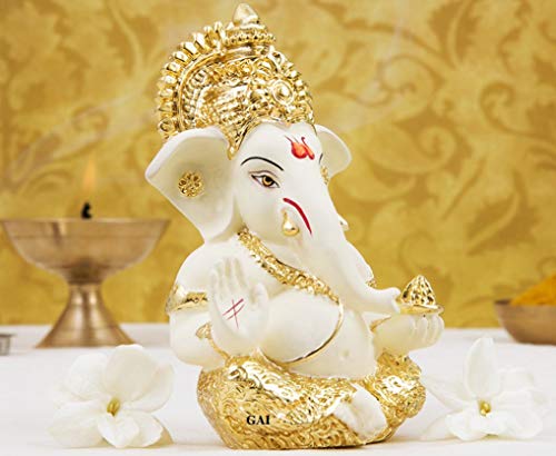 Gold Color Lord Ganesha Idol for Car Dashboard (Size: 3.5 x 2 inch) Mangal Fashions | Indian Home Decor and Craft