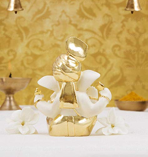 Gold Color Lord Ganesha Idol for Car Dashboard (Size: 3.5 x 2 inch) Mangal Fashions | Indian Home Decor and Craft