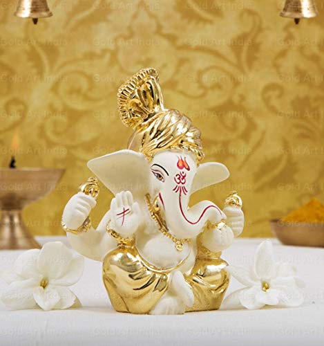Gold Color Lord Ganesha Idol for Car Dashboard (Size: 3.5 x 2 inch) Mangal Fashions | Indian Home Decor and Craft