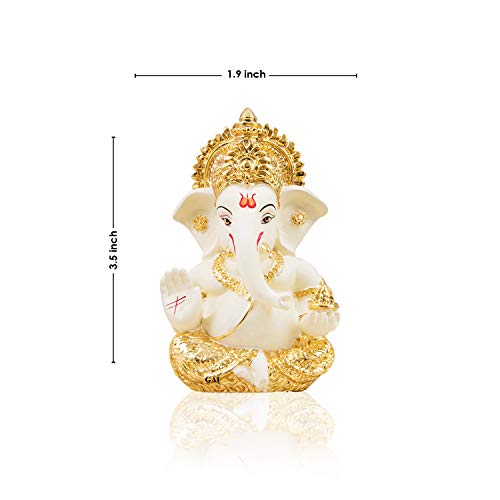 Gold Color Lord Ganesha Idol for Car Dashboard (Size: 3.5 x 2 inch) Mangal Fashions | Indian Home Decor and Craft