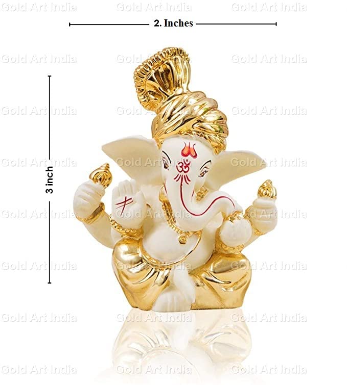 Gold Color Lord Ganesha Idol for Car Dashboard (Size: 3.5 x 2 inch) Mangal Fashions | Indian Home Decor and Craft