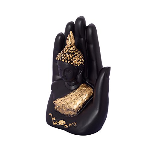 Golden Handcrafted Palm Buddha Polyresin Showpiece (12.5 x 7.5 x 17.5 cm, Black) Mangal Fashions | Indian Home Decor and Craft