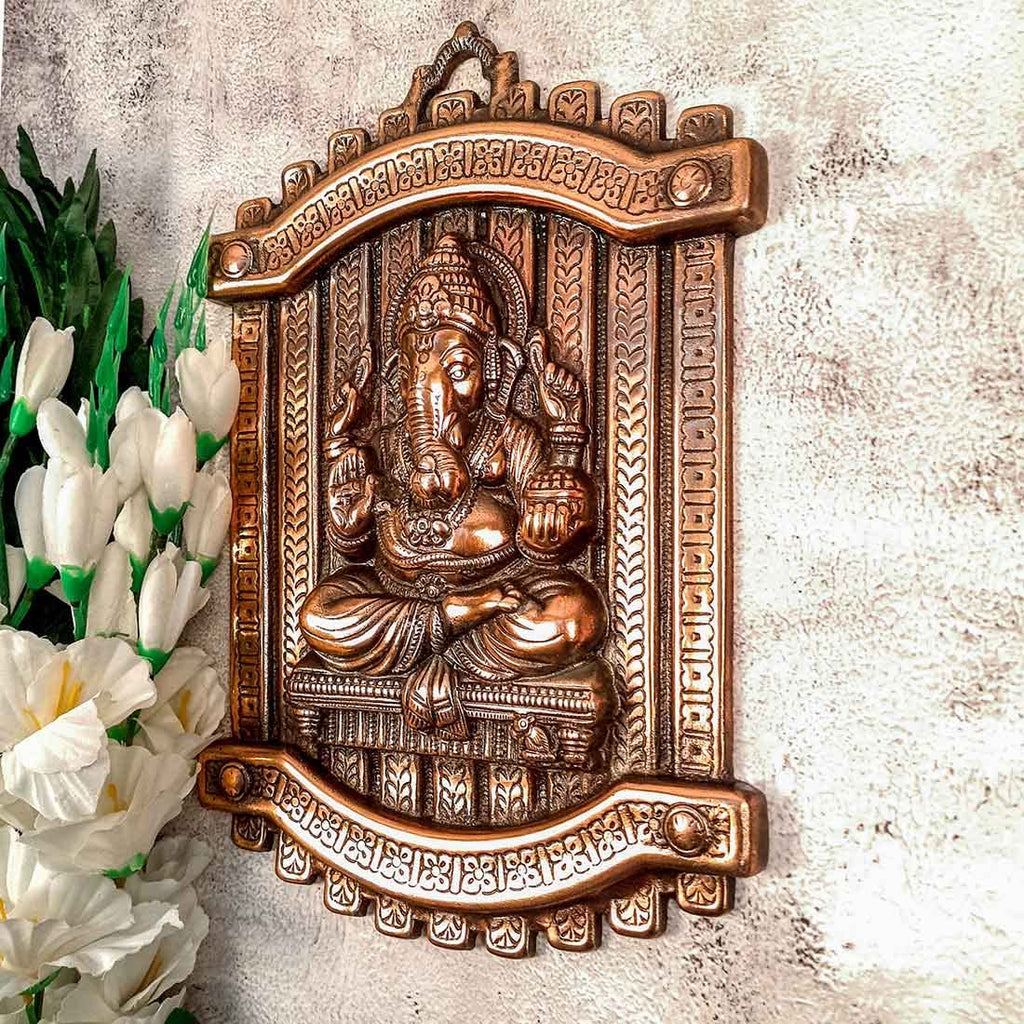 Hand Crafted Lord Ganesh Wall Hanging / Wall Decor, Room Decor, Home Decor and Gifts (13 x 9 Inches; 640g) Mangal Fashions | Indian Home Decor and Craft