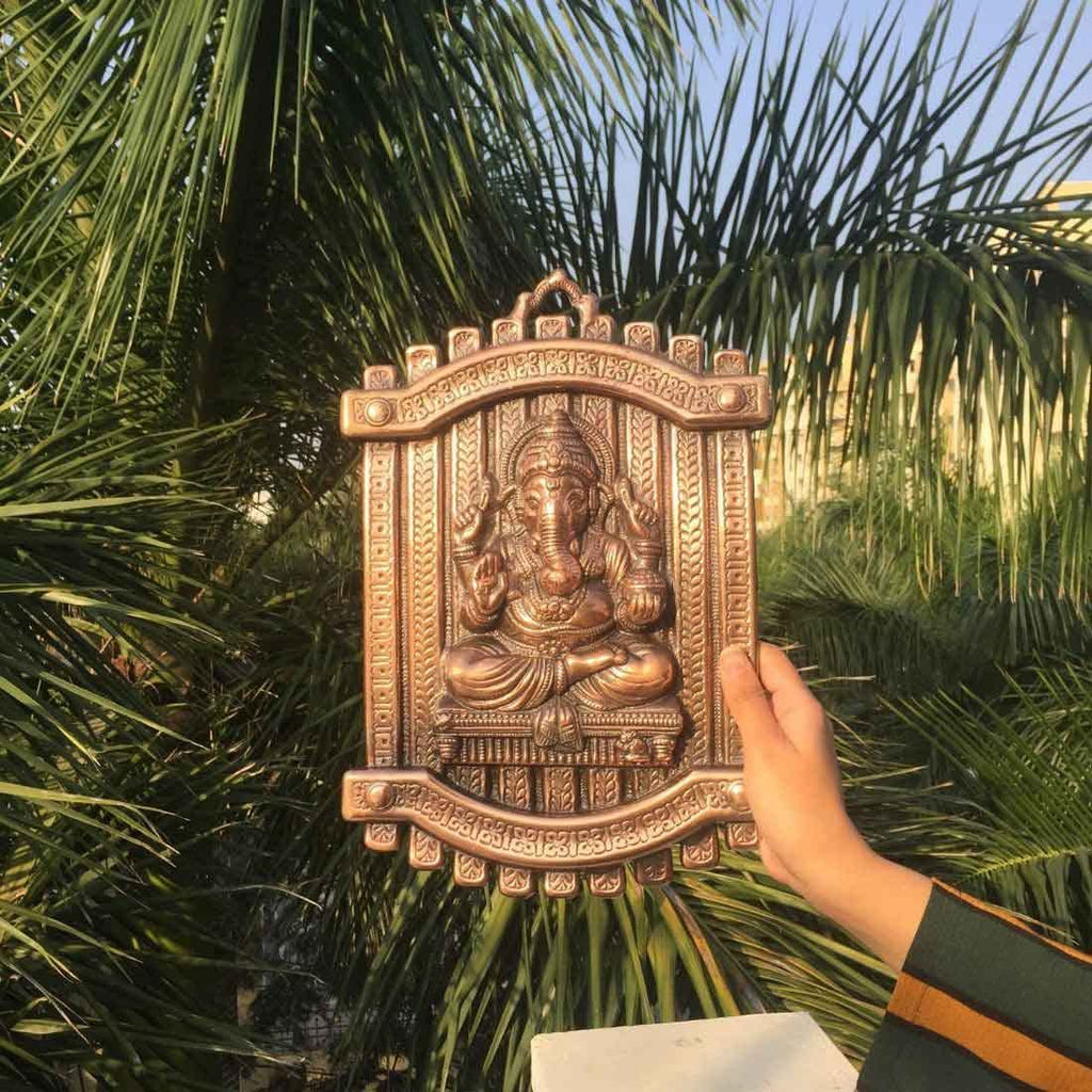Hand Crafted Lord Ganesh Wall Hanging / Wall Decor, Room Decor, Home Decor and Gifts (13 x 9 Inches; 640g) Mangal Fashions | Indian Home Decor and Craft