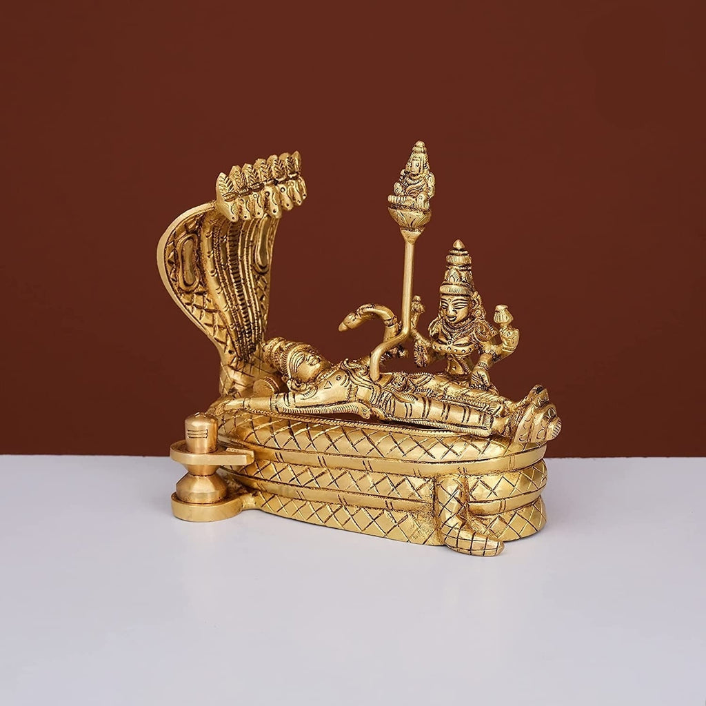 Handmade Brass Vishnu Padmanabha Swami Showpiece for Home Mandir, Temple, Office Mangal Fashions | Indian Home Decor and Craft