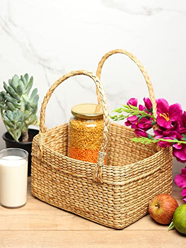 Handmade Decorative Pooja / storage baskets / Fruit baskets (Rectangular, 10*8*5 Inches) Mangal Fashions | Indian Home Decor and Craft