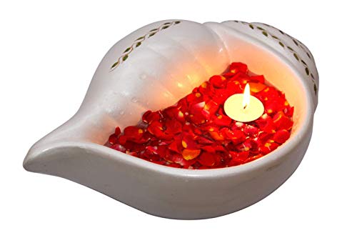 Handmade Terracotta Decorative Shank Sangu Urli Bowl (White, 1 Piece) Mangal Fashions | Indian Home Decor and Craft