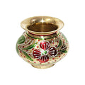 Handpainted Meenakari Brass Kalash/Lota for Pooja - (4.3 x 4.3 x 3.5 Inches) Mangal Fashions | Indian Home Decor and Craft